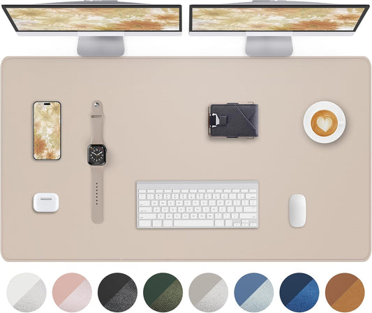 AFIING Extra Large Desk Mat - 55"x 24" Non-Slip Desk Pad for Office and Home - Ideal for Large Mouse Pad and Desk Mats on Top of Desks(Beige)