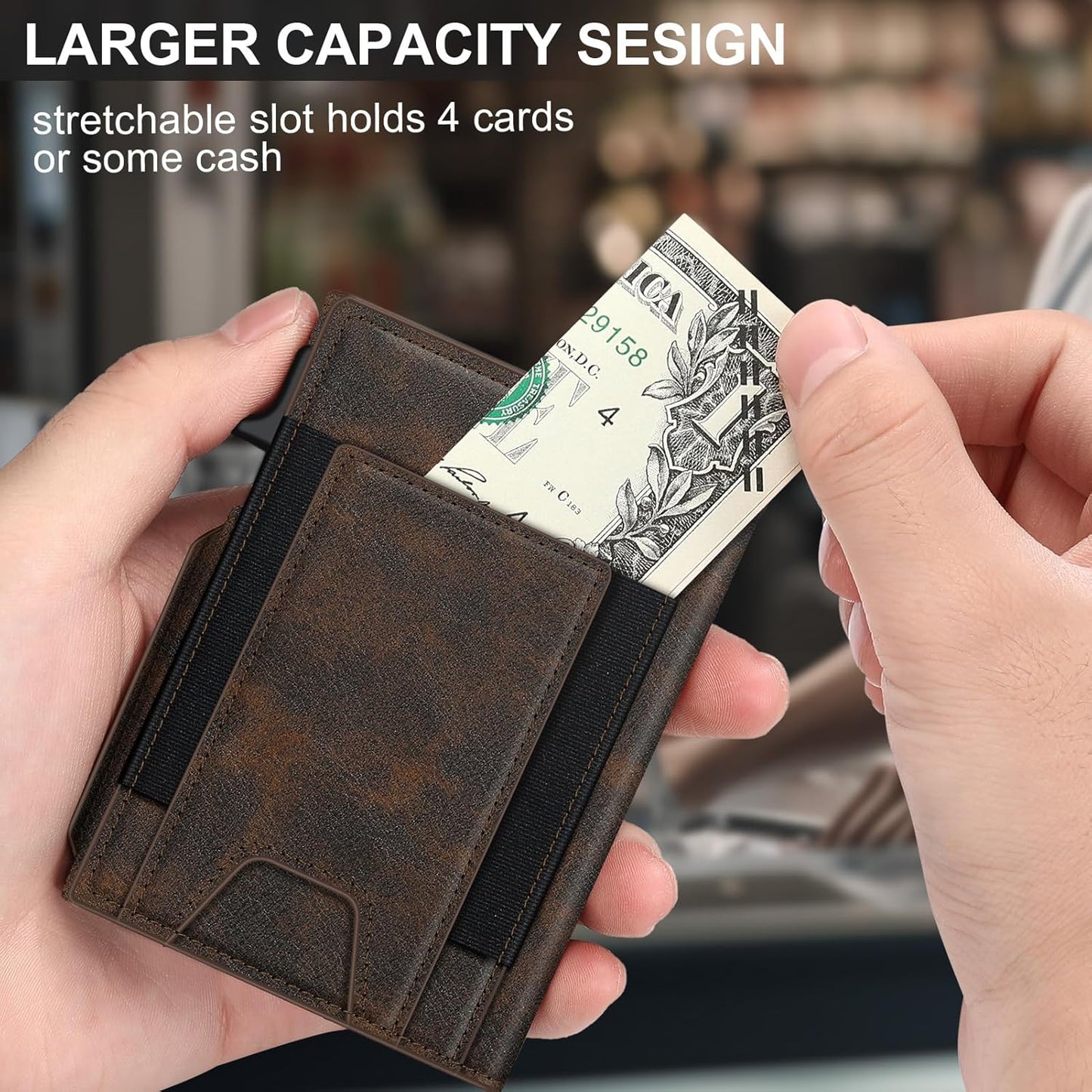 Wallet for Men Wallet with Slim Pop Up Card Holder 9-13 Cards, Bifold Minimalist Smart Wallet RFID Blocking Credit Card Holder with ID Window & Stretchable Cash Slot Compact Metal Aluminum Card Case