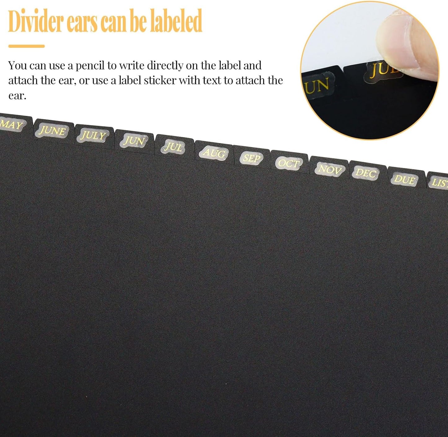 A5 Plastic Binder Dividers 6 Holes Durable Plastic Tab Dividers for 6-Ring Binders, Notebooks, Planners, 5.7x8.3 inch (Black, 12 tab)