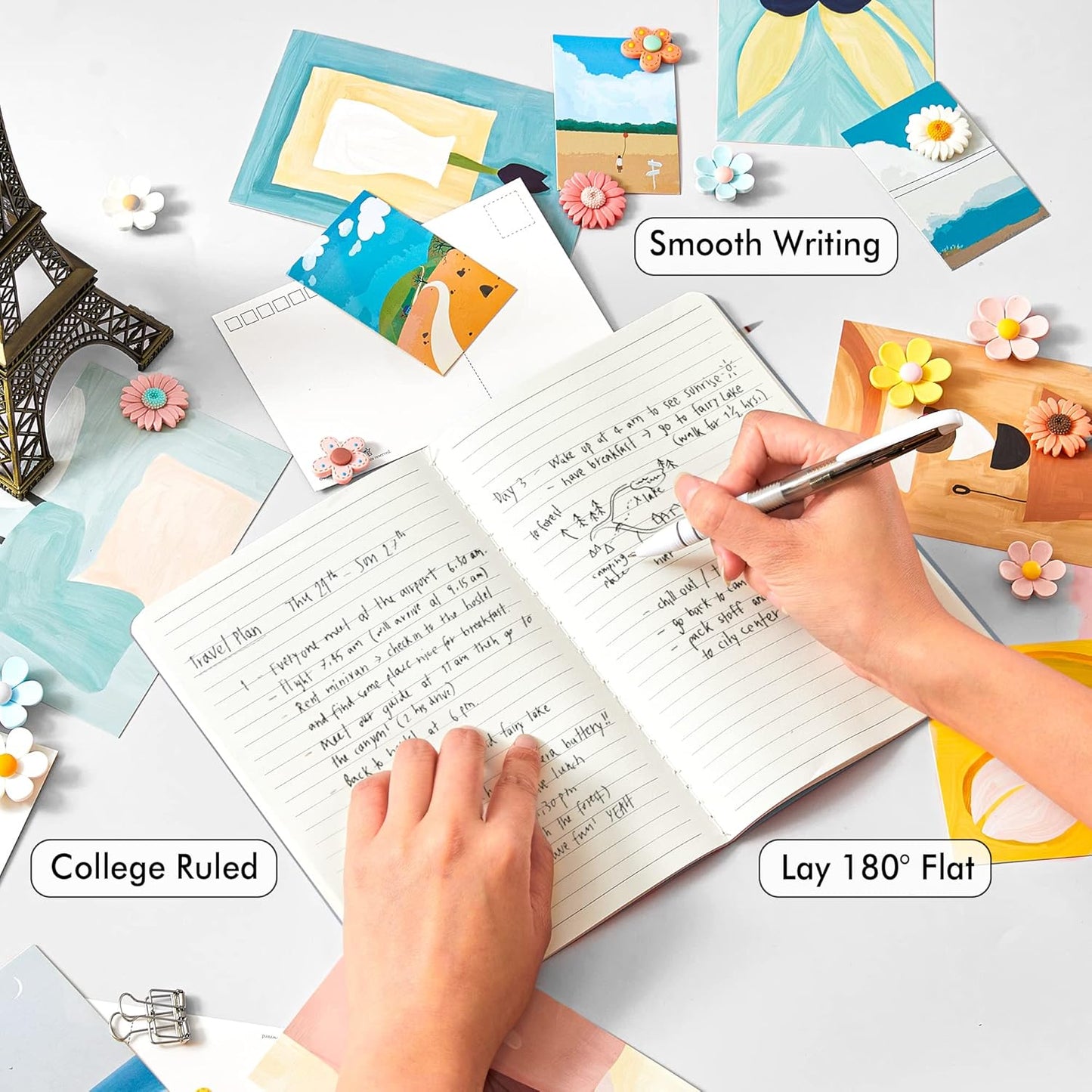 feela 8 Pack Soft Cover Journal Bulk, Notebooks College Ruled for Work, Lined Travel Journal for Women Men, Note Taking Notebook School Supplies Business Writing, 8.2” x 5.5”, A5, Gray