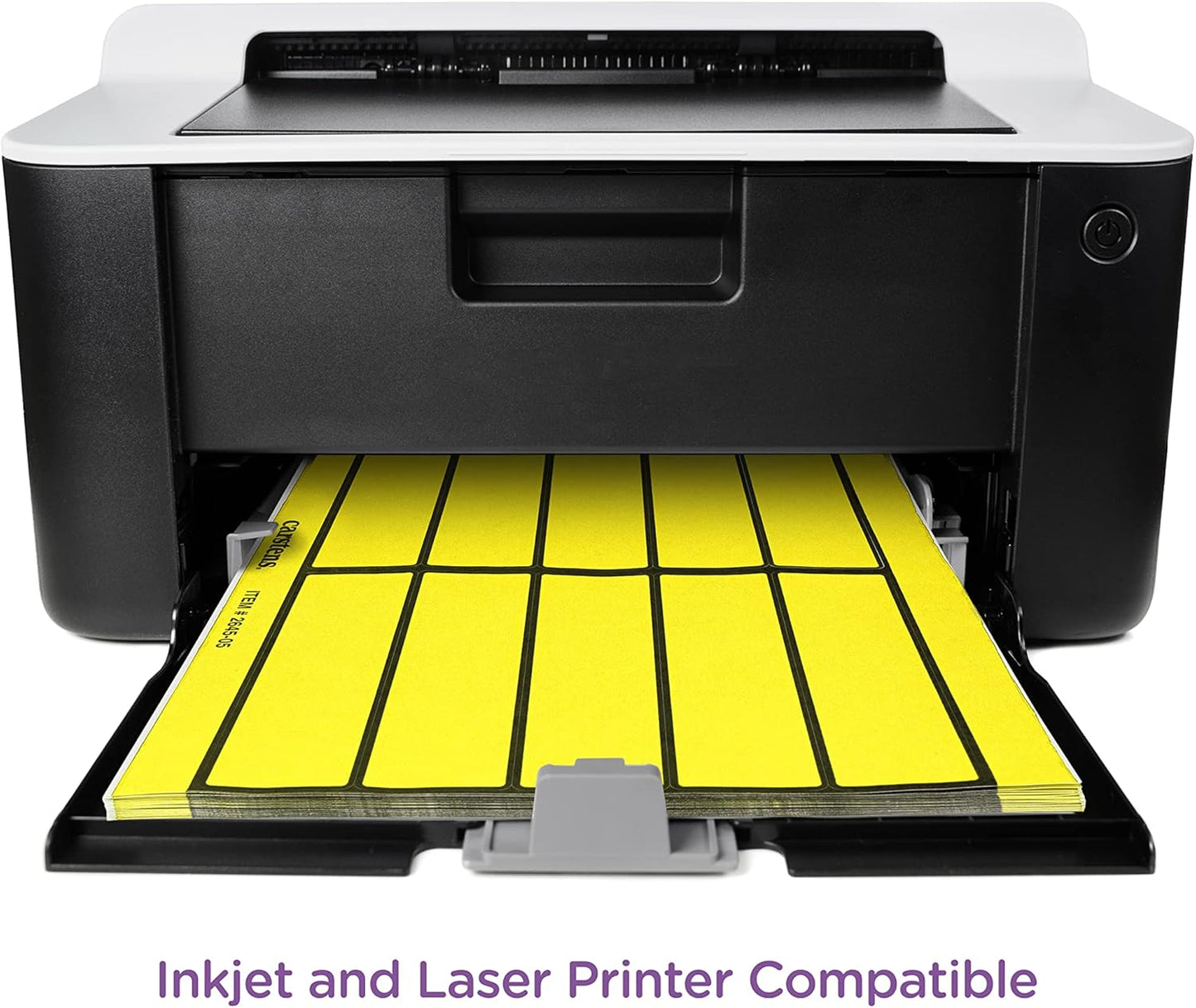 Carstens Adhesive Binder Labels, 5 3/8” x 1 3/8”, Stickers for 1.5” – 4” Ring Binder Spines, Inkjet and Laser Printer Compatible, Yellow, 20 Sheets, 10 Labels Per Sheet