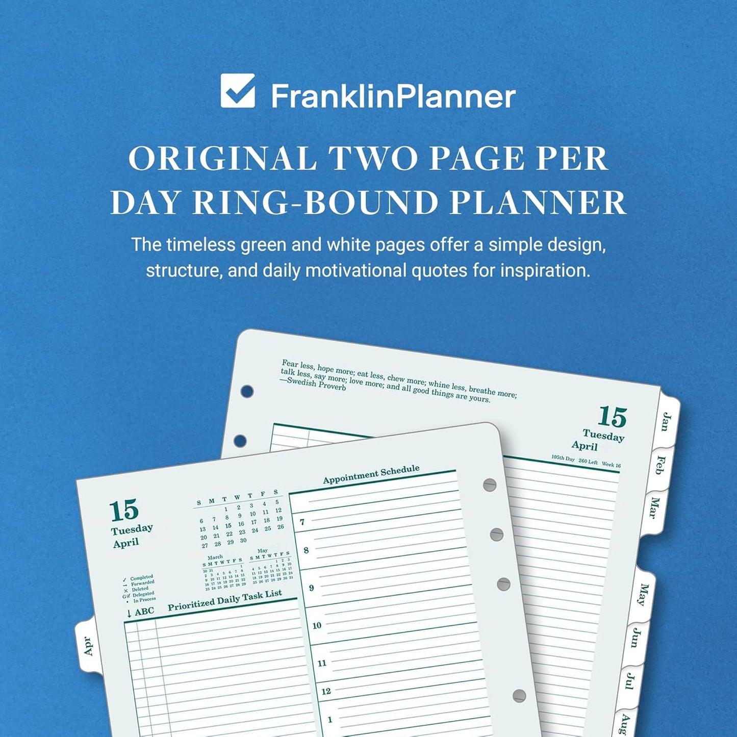 FranklinCovey - Original Two Page Per Day Ring-Bound Planner (Monarch, Apr 2025 - Mar 2026)