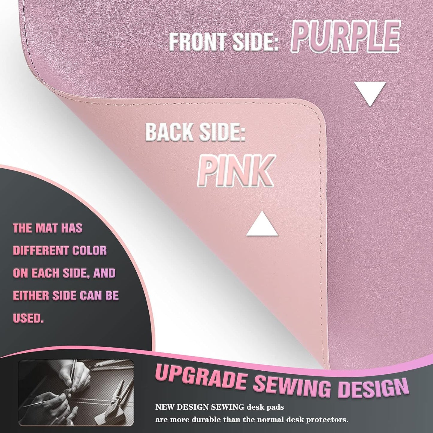 K KNODEL Desk Mat, Blotter, Dual-Sided Office Desk Pad, Waterproof Desk Mat for Desktop, Desk Blotters, PVC Leather Pad Protector (Purple, 35.4" x 17")