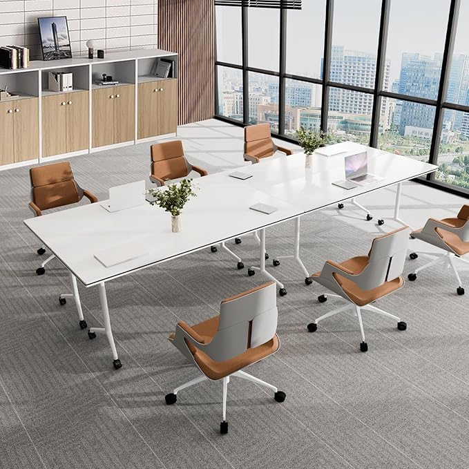 Conference Table, Folding Conference Tables for 2-20 People, Modern Conference Room Table with Wheels, Super Sturdy Large Rectangle Mobile Meeting Seminar Tables for Office (6PCS 70.8in)