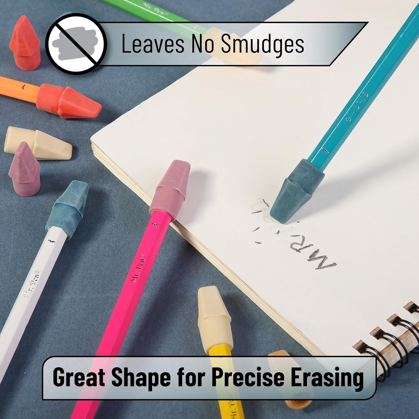 Mr. Pen- Pencil Erasers Toppers, 120 Pack, Colorful, Latex Free, No Smudge, Mr Pen Erasers for Pencils