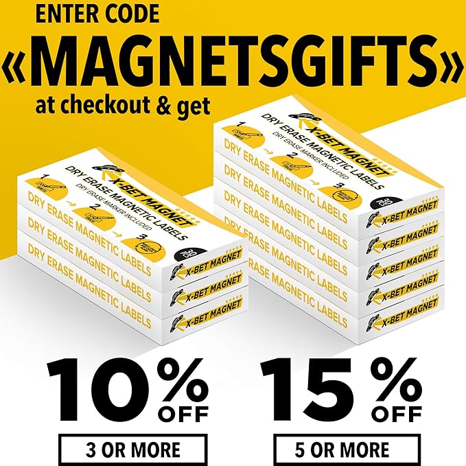X-bet MAGNET Dry Erase Magnetic Labels 30 pcs 1x3 - Reusable Sticky Notes - Magnetic Notepads for Refrigerator - Dry Erase Magnetic Sheets - Blank Magnet Stickers - Used for Whiteboard, Classroom