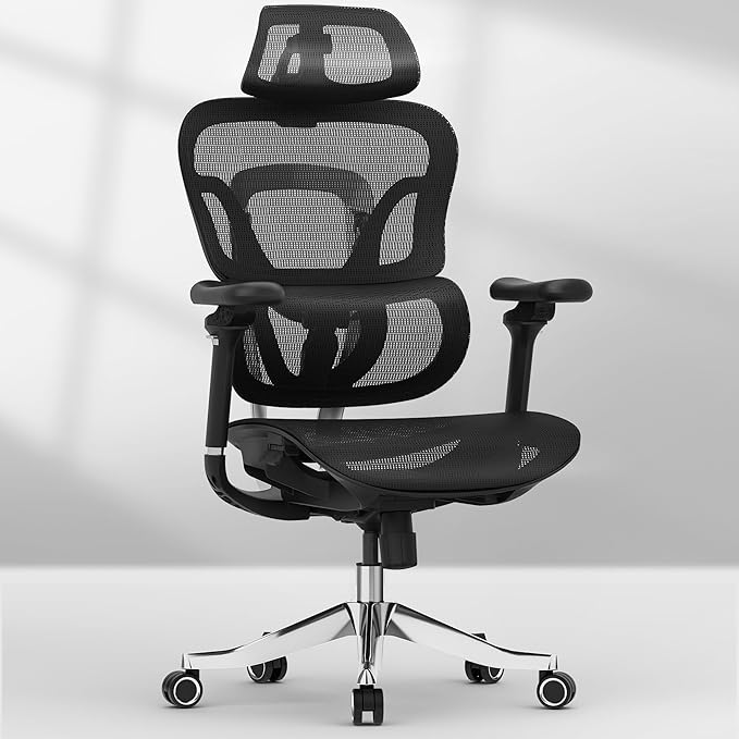 FLEXISPOT ErgoX Max Ergonomic Office Chair Black - Aluminum Alloy Frame & Base, 661 lb Capacity, 5D Armrests, 4D Adaptive Lumbar & 4D Headrest