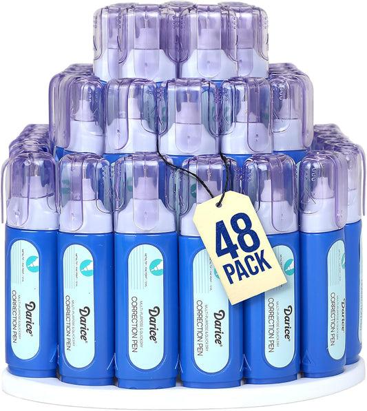 DARICE Liquid Correction Pen Box of 48 - Multi-Purpose Liquid White Out Pen with Metal Tip for School, Office & Home