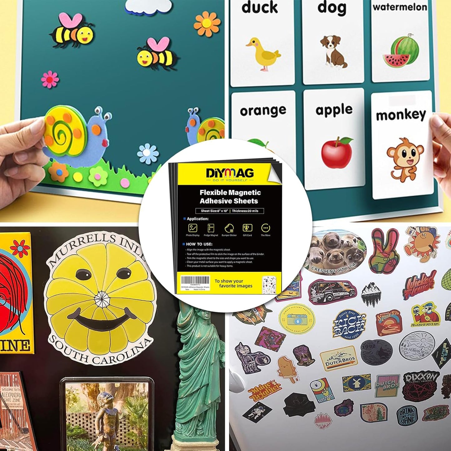 DIYMAG 8Pack Magnetic Adhesive Sheets, Magnetics Sheet with Adhesives Backing, 8x10 Inch Flexible Magnet for Crafts Photos and Die Storage Easy to Cut