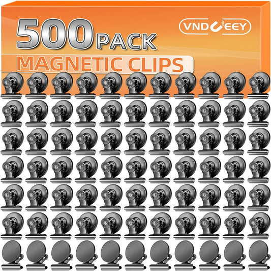 VNDUEEY 500 Pack Black Fridge Magnets Refrigerator Magnets, Magnetic Clips Heavy Duty, Magnetic Paper Clip Holder, Detailed Locker List Display Paper Fasteners on Home, Office, Teaching