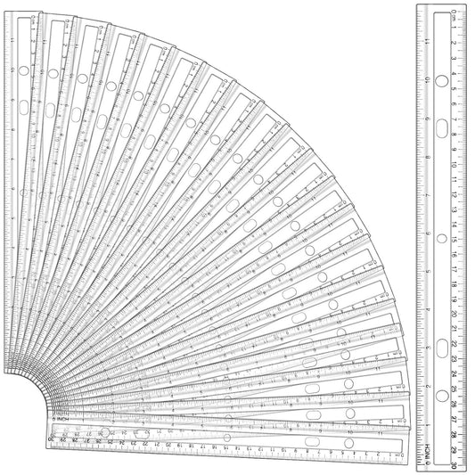 Cholemy 150 Pcs 12 Inch Clear Rulers Bulk Plastic Measuring Rulers Classroom Straight Rulers Bulk with Centimeters and Inches Drafting Measuring Tool for Classroom School Students Families Education