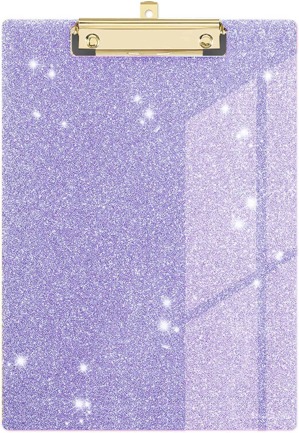 Glitter Acrylic Clipboard Decorative Standard A4 Letter Size 12.2" x 8.7", Fashion Bling Clip Boards with Designed Low Profile Gold Clip for Classroom Office - Purple