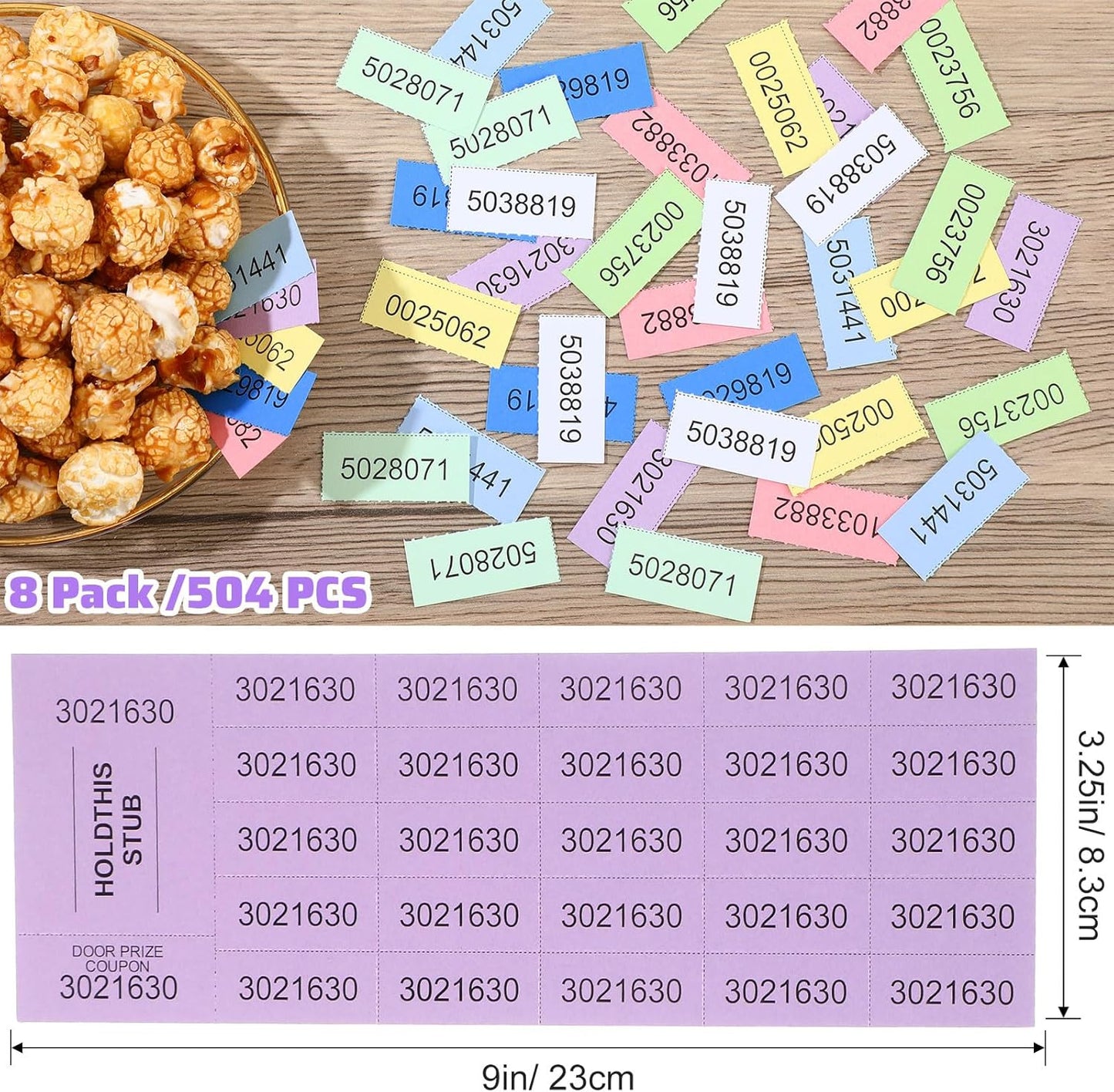 Kosiz 504 Sheets 25 Bid Raffle Ticket with Different Numbers Per Sheet Chinese Auction Tickets for Events Church Basket Auction Silent (Multicolor)