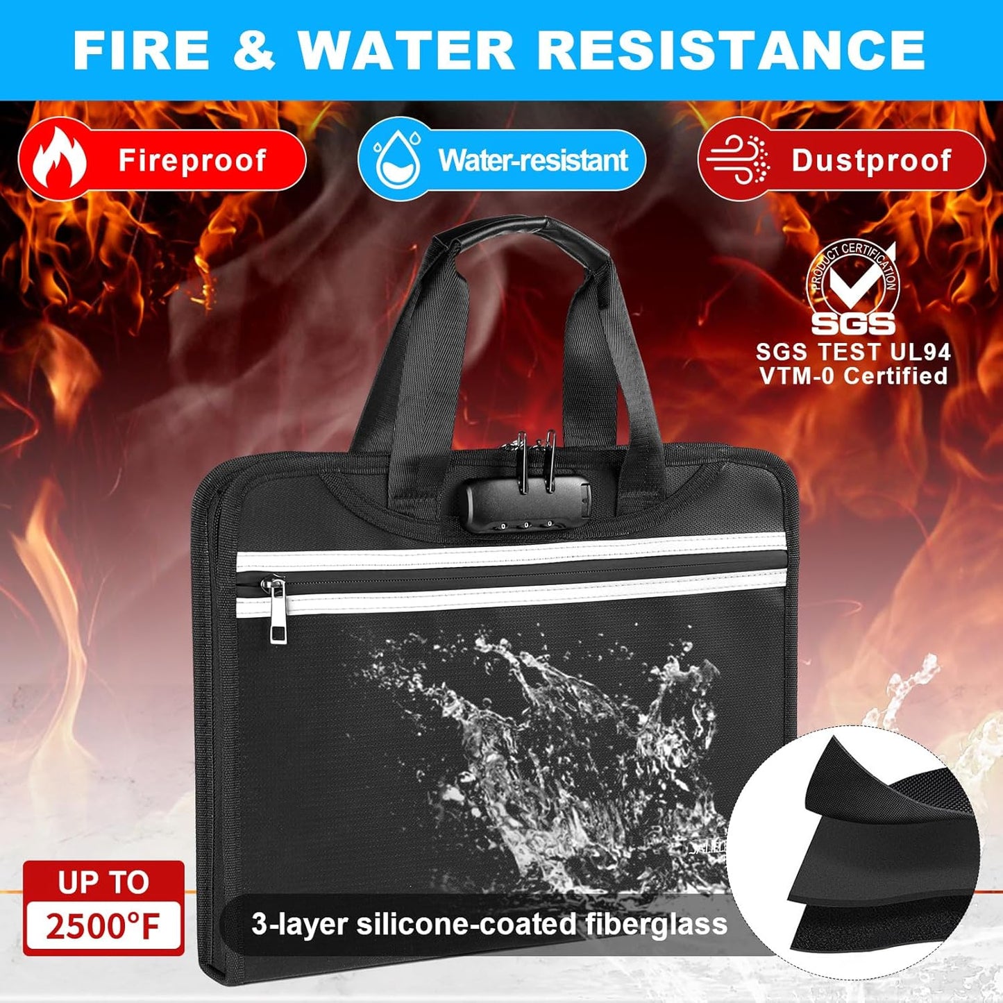 Accordion File Folder Organizer with Lock, 13 Pockets Fireproof Document Organizer with Handle & Zipper, Expanding File Folder with Tabs Document Holder for Letter A4 Files and More