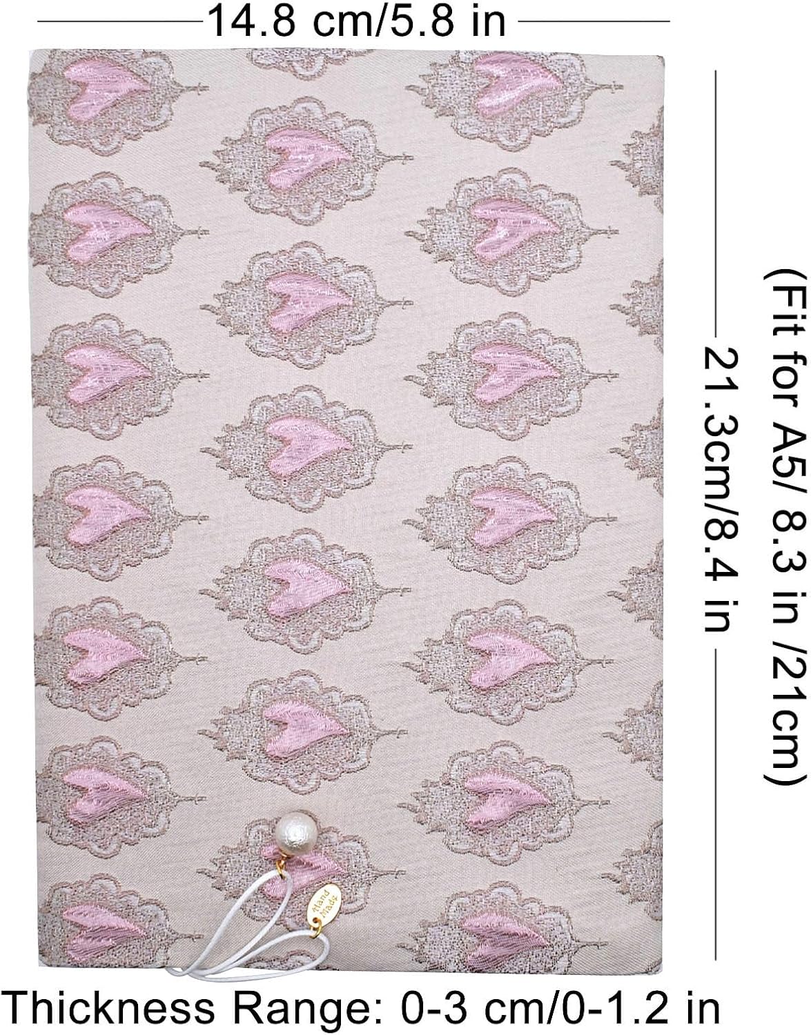 BLBMH A5 Book Covers for Paperbacks Book Cover Fit for 5.5x8.3 inch Adjustable Book Sleeve Cover for A5 Diary Books Fabric Softcover Protector for Notebook - Love