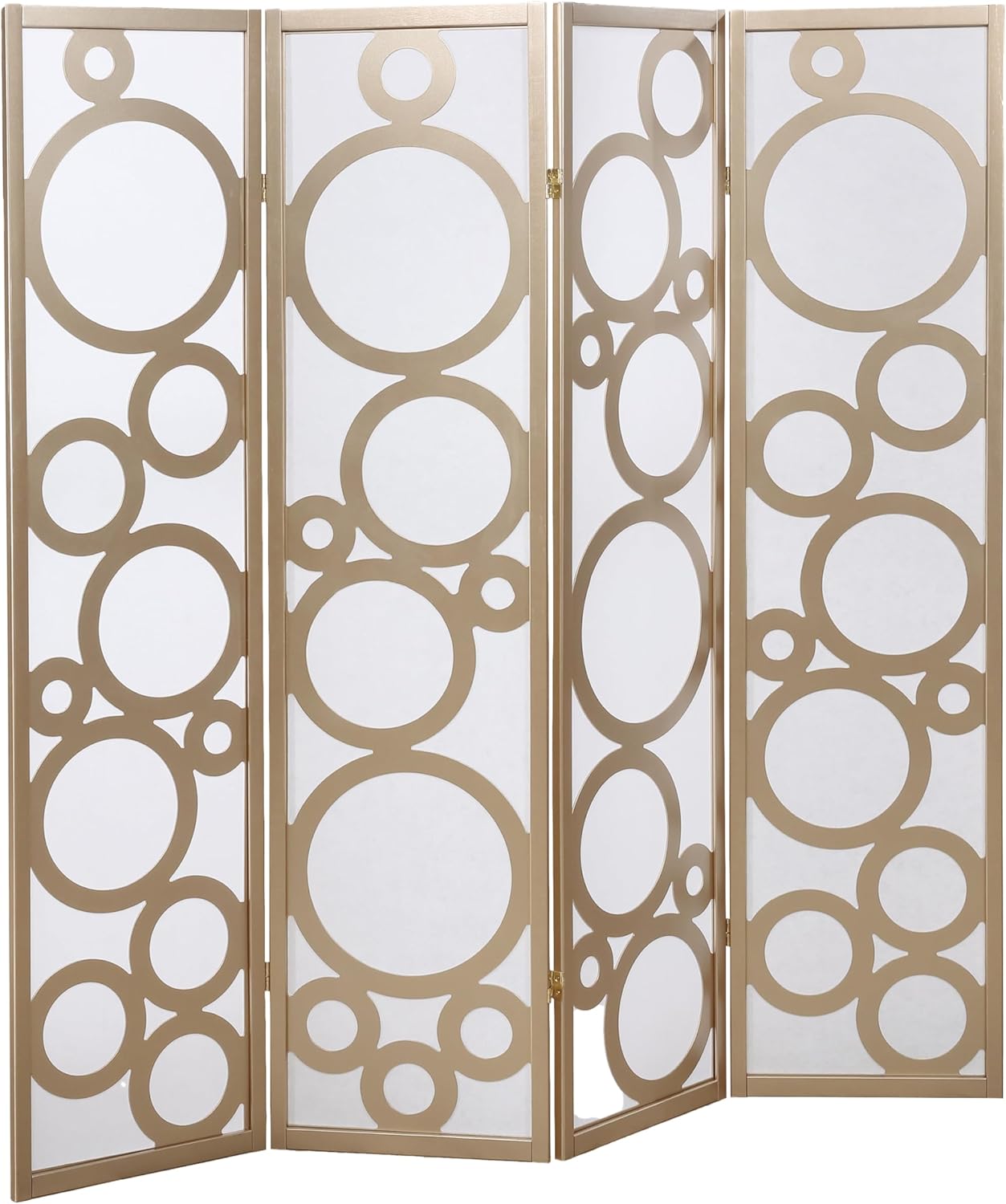 NicBex Room Divider 4 Panel Room Dividers with Circle Pattern Partition Room Dividers and Folding Privacy Screens Wall Divider for Home, Office, Room Separation,70" W x 1" D x 70" H, Gold