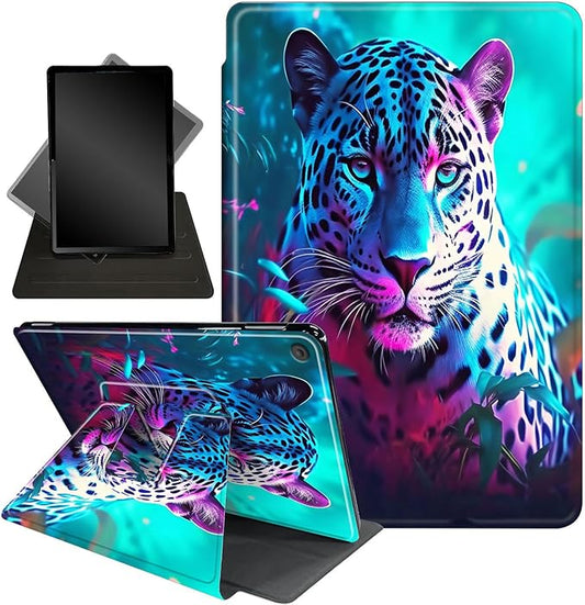 for Amazon Fire HD 10 Tablet (2017 and 2019 Releases,with 7th and 9th Generations) Case,360 Degree Rotating Stand Smart Protective Cover Case,for New Fire HD 10 10.1 inch,Tiger King Animal
