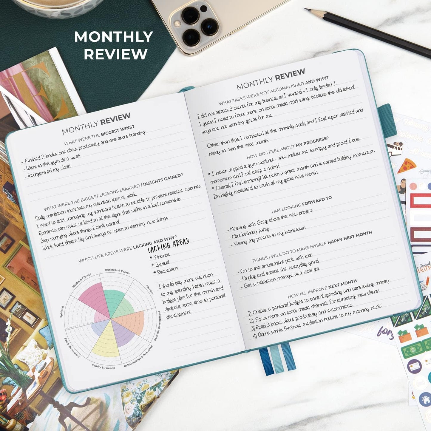 Clever Fox Dated Planner Premium 2025 – Weekly Agenda for Planning & Time Management –Notebook with Habit Tracker & To-do List (Aquamarine)