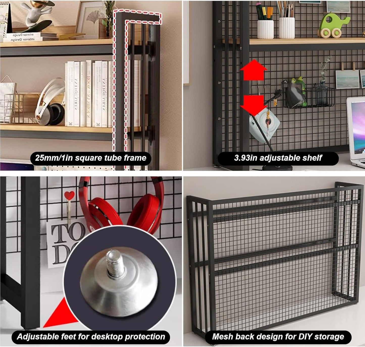 FPIGSHS Adjustable Desk Bookshelf Organizer Rack, Desktop Bookcase for Computer Desk，Office Supplies Organizers and Accessories Storage Display Shelf (E, 135cm)