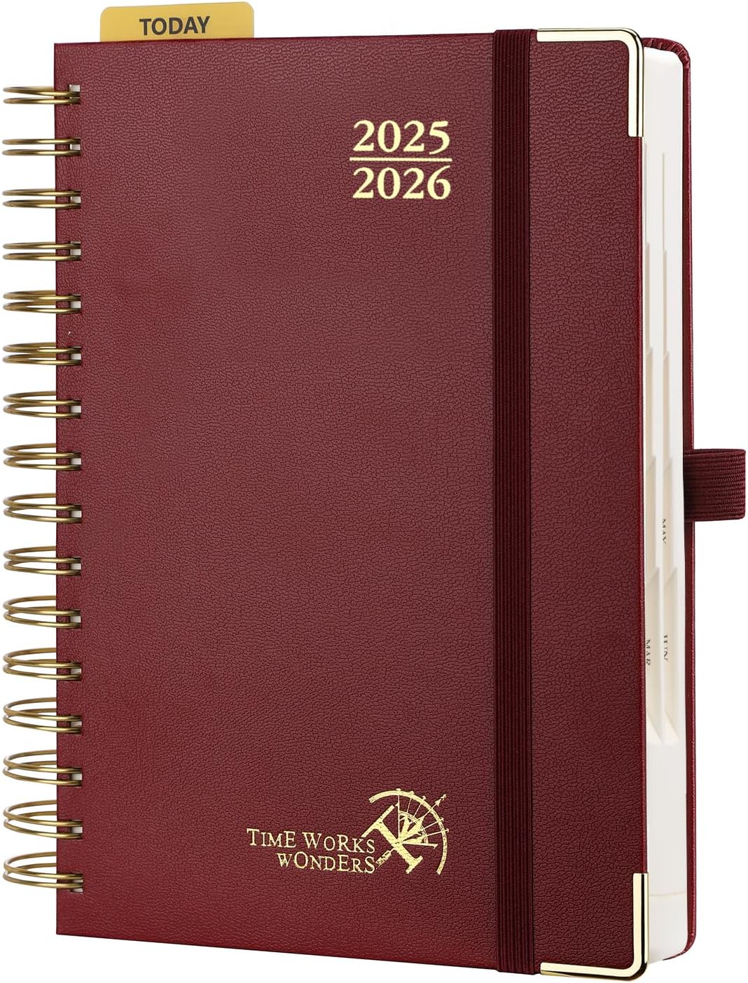 POPRUN Academic Daily Planner 2025-2026 One Page A Day - [5.75" x 8.5"- Spiral Hard Cover], Appointment Book (July 2025 - June 2026) with Monthly Calendar - Burgundy