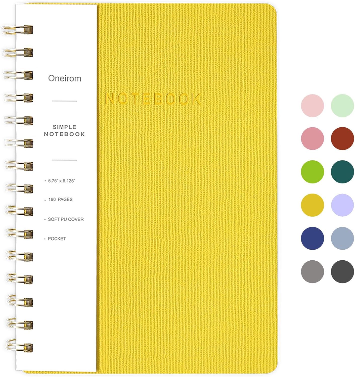 Spiral Notebook-6.10" x 8.19" College Ruled Journal with Inner Pockets and 160 Pages,PU Leather Cover Business Journal, Twin-Wire Binding Notebook Perfect for Office & Home School Supplies