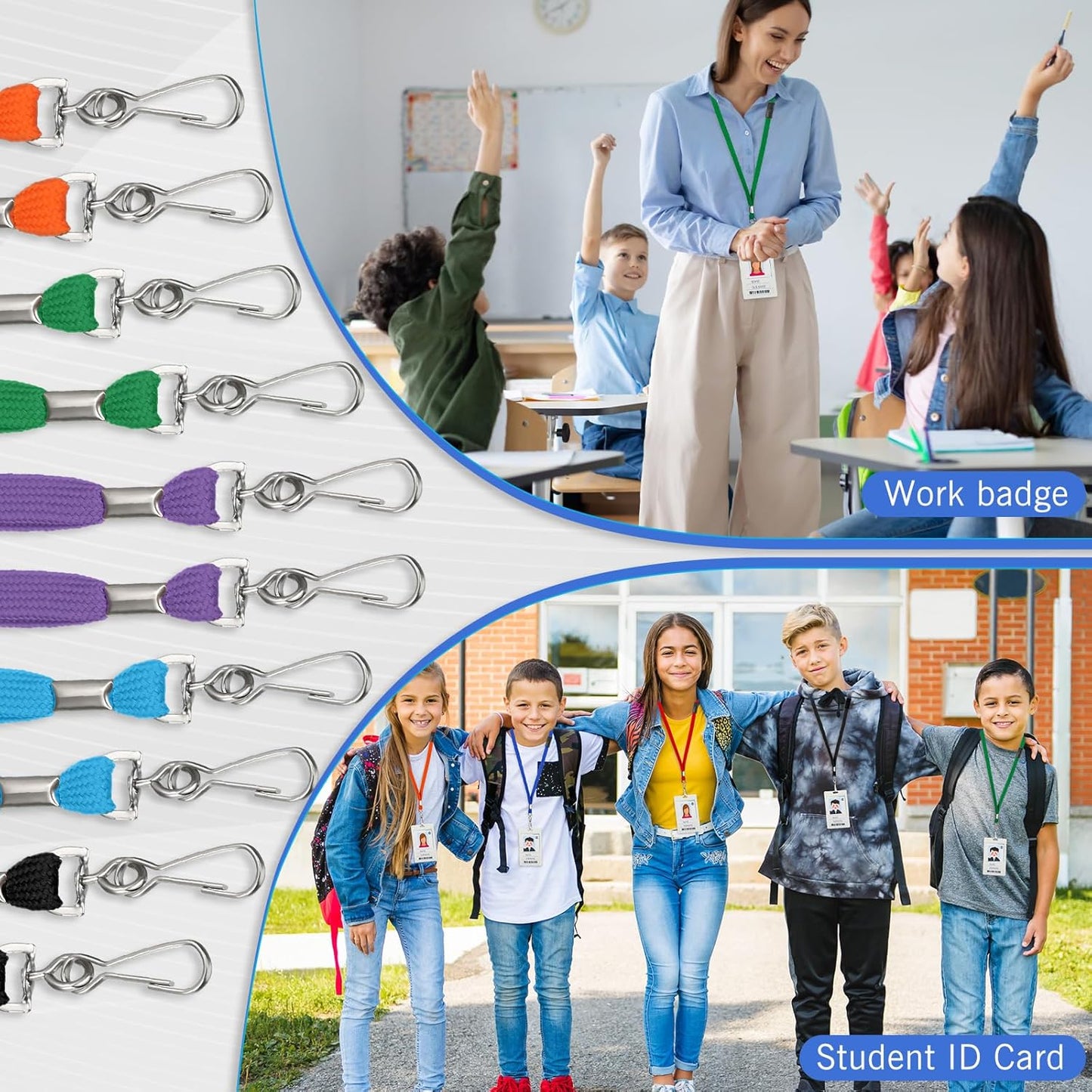 Windyun Breakaway Lanyards for ID Badges Bulk Lanyards Strap with J Hook Flat Lanyards School and Office Supplies