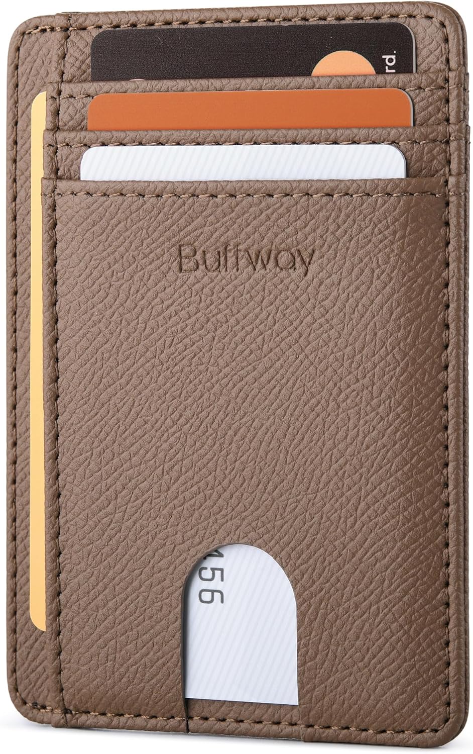 Buffway Slim Minimalist Front Pocket RFID Blocking Leather Wallets for Men and Women - Galaxy Maroon