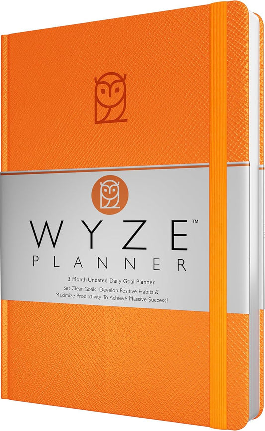 Undated Daily Planner – 3-Month A5 Productivity Organizer with Full Page Per Day, Hourly Schedule, Goal Setting, Habit Tracker, Weekly & Monthly Pages – Hardcover Time Management Notebook (Orange)