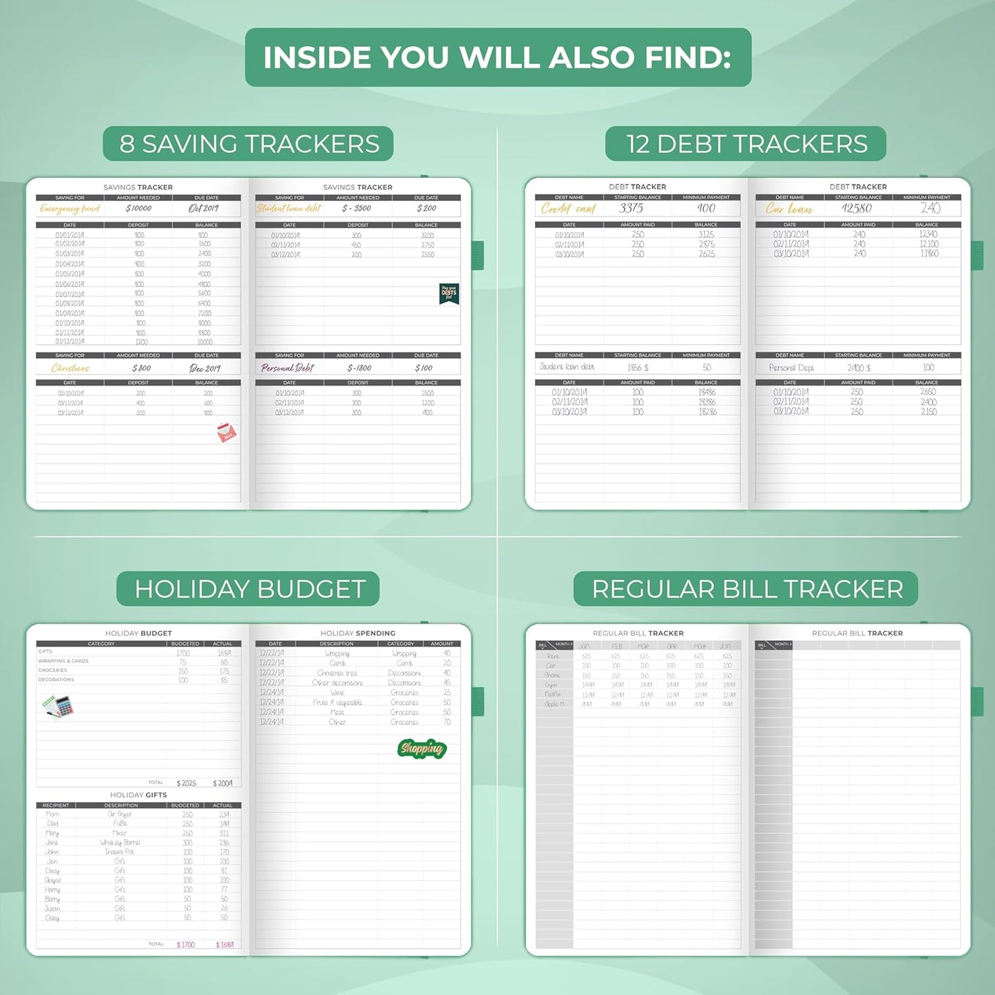 Clever Fox Budget Planner - Expense Tracker Notebook. Monthly Budgeting Organizer, Finance Logbook & Accounts Book, Bill Tracker, A5 (Emerald)