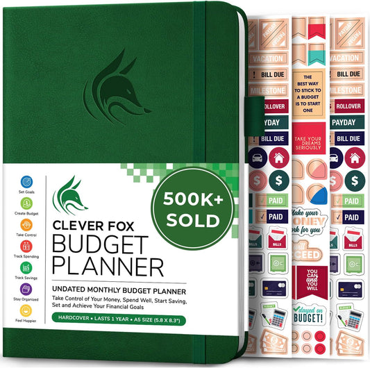 Clever Fox Budget Planner - Expense Tracker Notebook. Monthly Budgeting Organizer, Finance Logbook & Accounts Book, Bill Tracker, A5 (Dark Green)