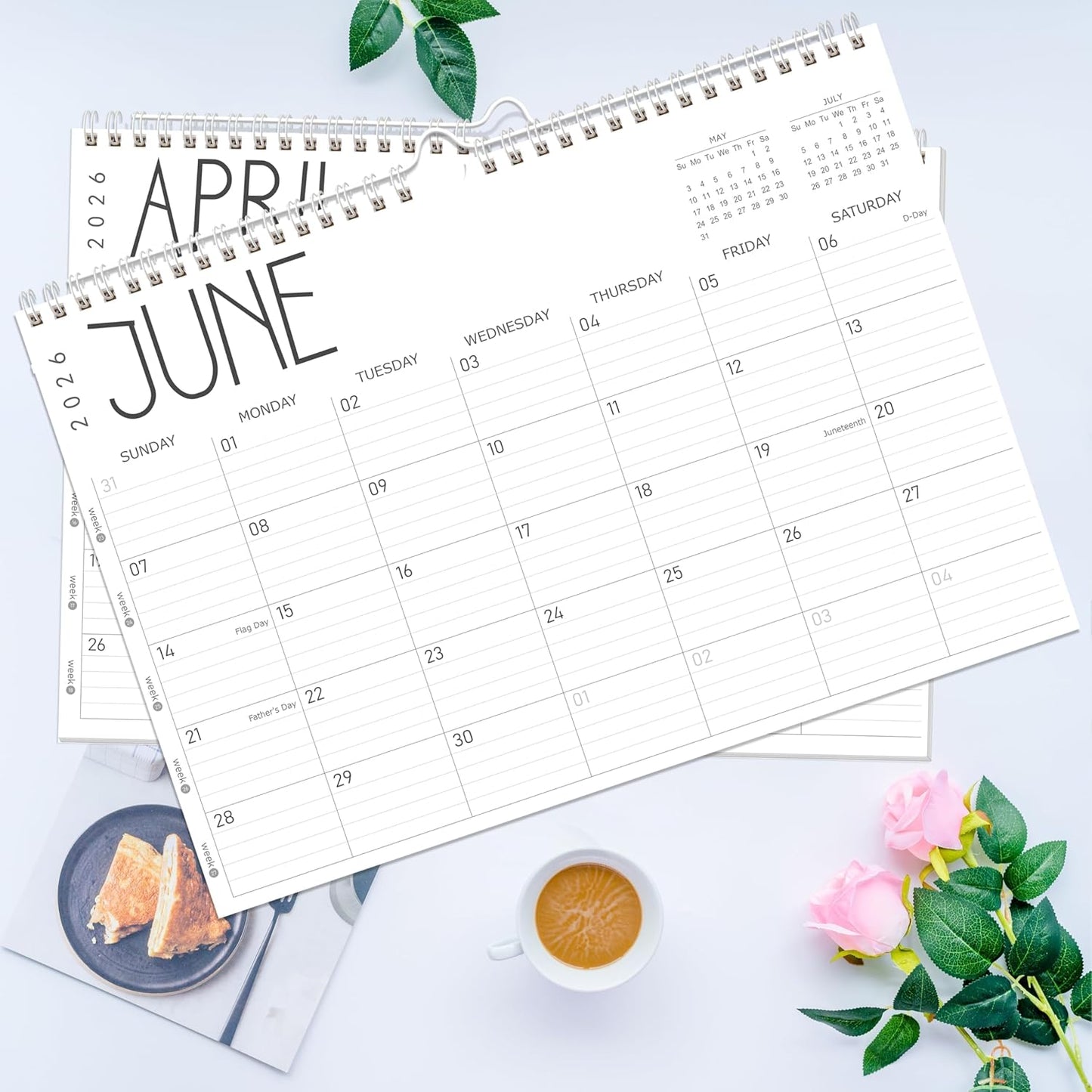 GuassLee Wall Calendar 2026, 24-Month Desk/Wall Calendar from Jan. 2026 to Dec. 2027,17" X 12" Desktop Hanging Monthly Planner with Thick Paper Spiral Bound for Easy Organizing