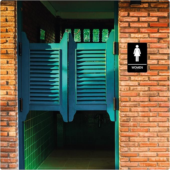 ADA Braille Womens Restroom Sign for Business with Double Sided 3M Tape - ABS Plastic Womens Bathroom Sign 9” x 6” for Offices and Restaurants