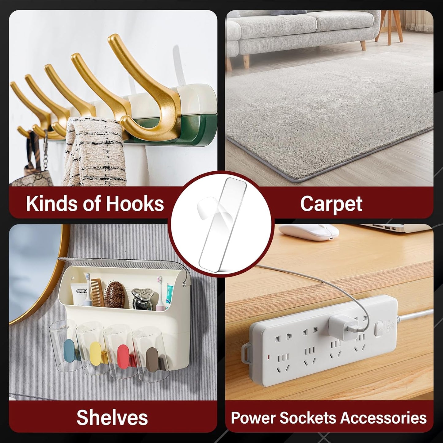 50 Pcs Heavy Duty Double Sided Tape, 1x4 in Rectangles Removable Nano Tape, Transparent Multipurpose Mounting Tape for Home and Office