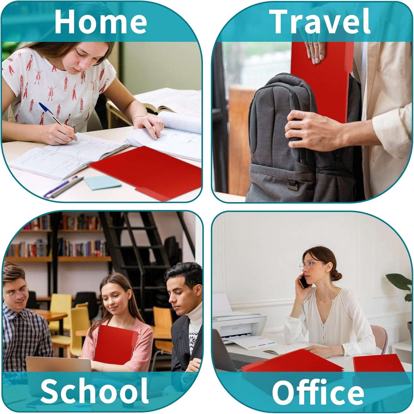 Two-Tone File Folder 8.5 x 11 Inch,36 Pack Red File Folders,1/3 Cut Tabs File Folder Letter Size,Colored File Folders,Manila File Folders for Office,School and Home,Organization