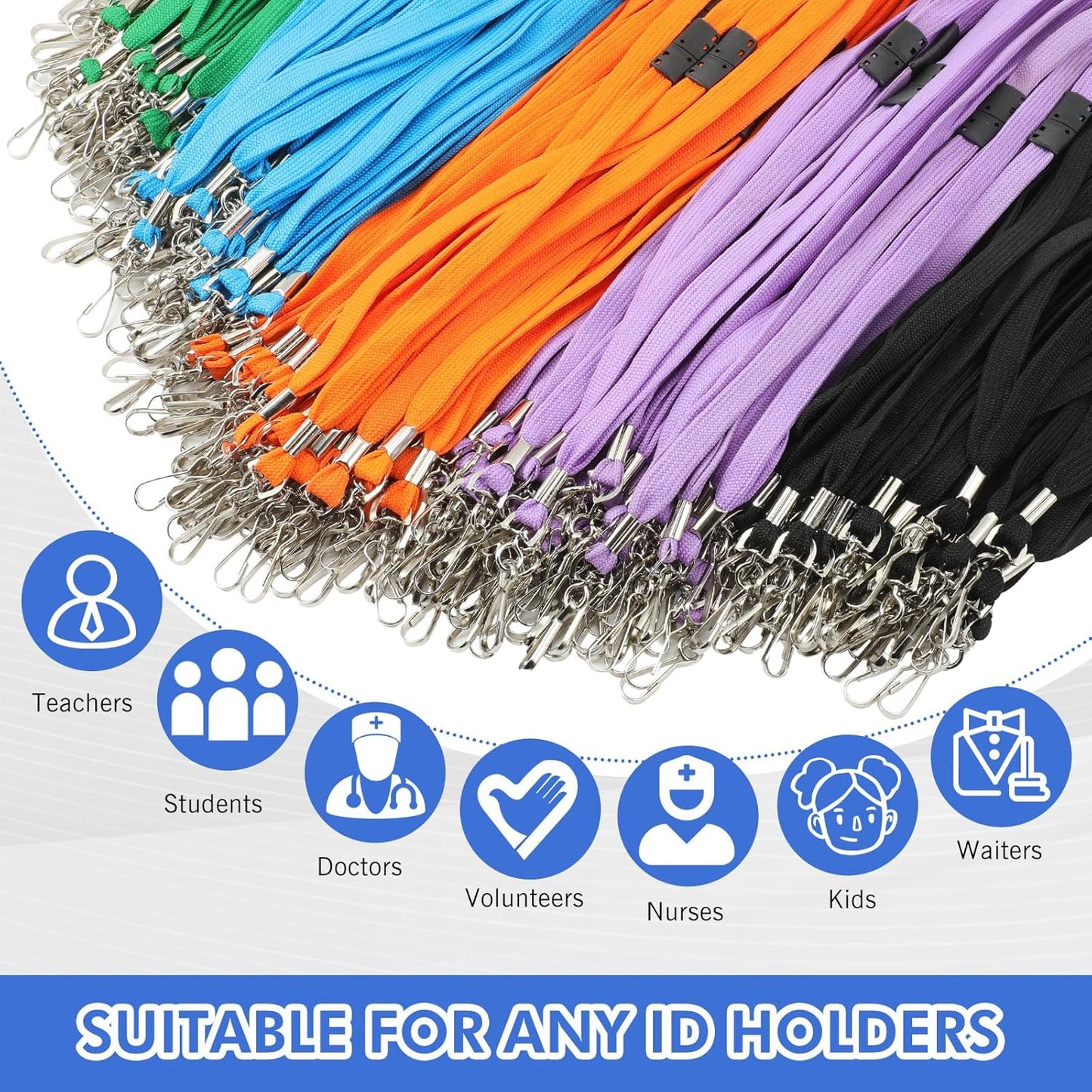 Windyun Breakaway Lanyards for ID Badges Bulk Lanyards Strap with J Hook Flat Lanyards School and Office Supplies