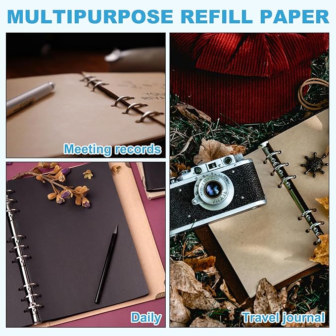 PATIKIL A6 Ruled Refills Inserts 6-Ring Binder Loose Leaf Planner Filler Paper Planner Inserts, 80 Sheets/160 Pages, Lined, White