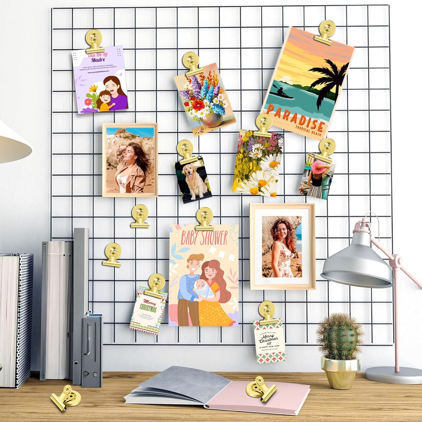 20 Pack Fridge Magnet Refrigerator Magnets, Gold Magnetic Clips Whiteboard Magnets, Magnet Clips Heavy Duty for Photo Displays, Home, Office, Classroom