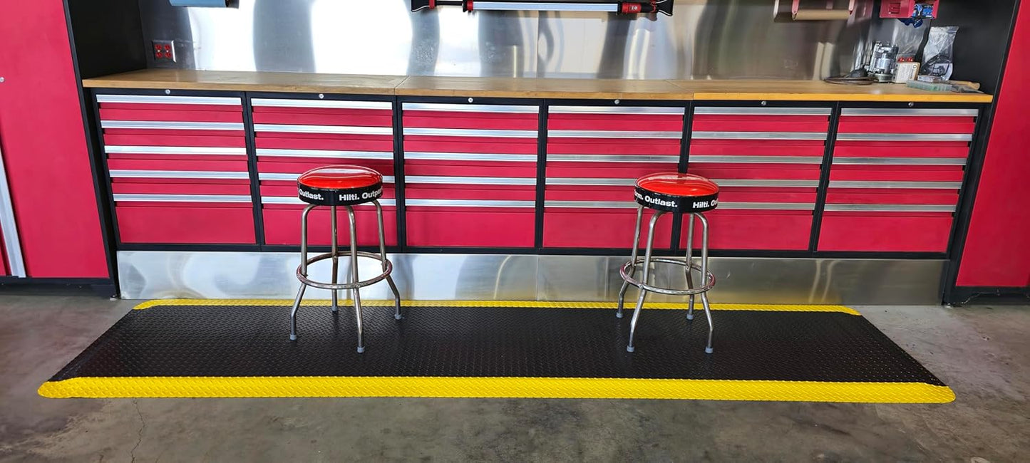 Rhino Mats, American Classic Diamond Anti-Fatigue Mats, Industrial Ergonomic Comfort Standing Mat for Work, Home, Garage, Office, Kitchen or Anywhere (Black/Yellow 9/16" Thick, 3 FT. x 4 FT.)