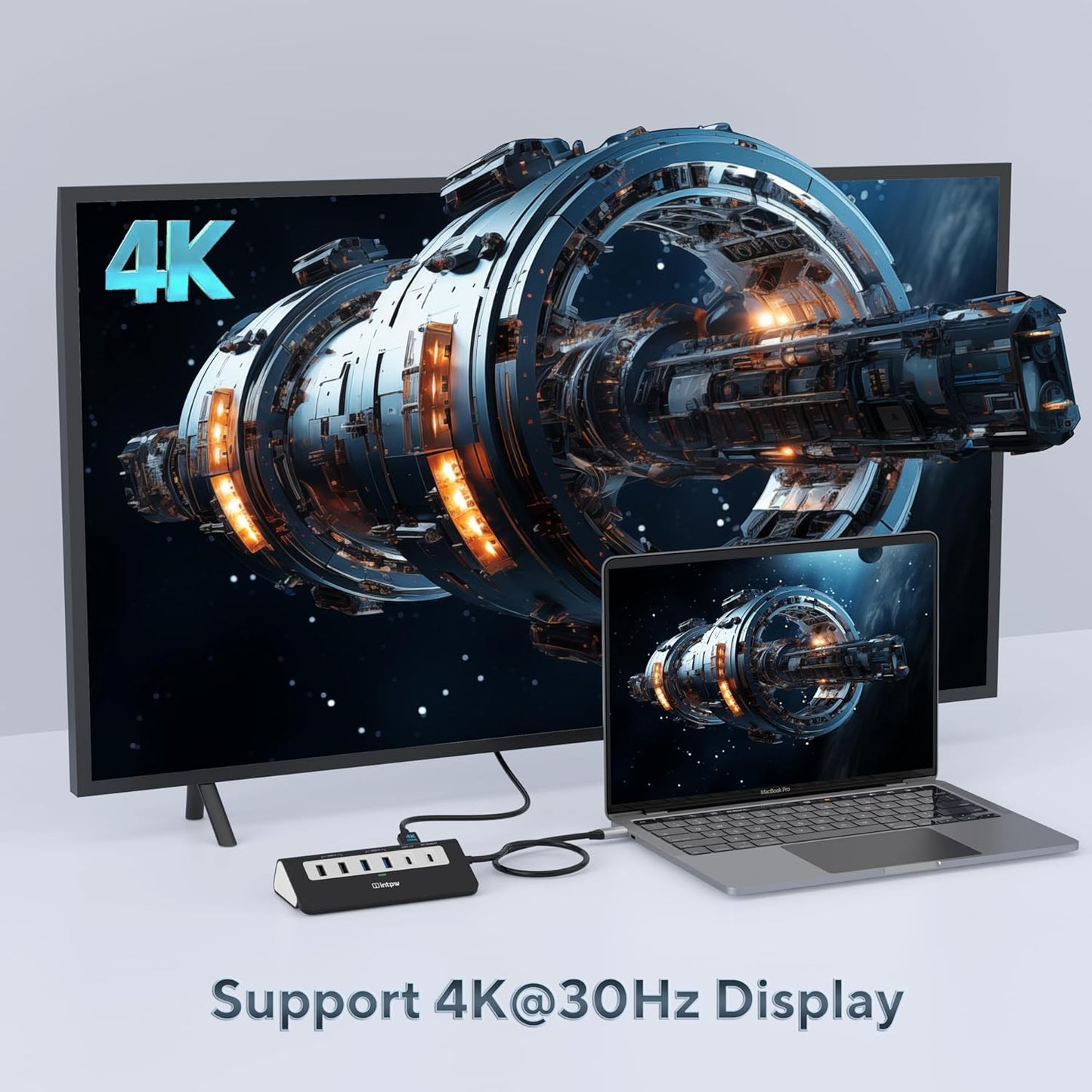 USB C Hub, INTPW 9-in-1 USB Multiport Adapter with 4K HDMI, PD 100W, USB-C and 2 USB A 3.0 5Gbps, 2 USB A 2.0, SD/TF Card Reader, Aluminum USB Hub for Laptop, iPhone 16/15 Series, MacBook, iPad