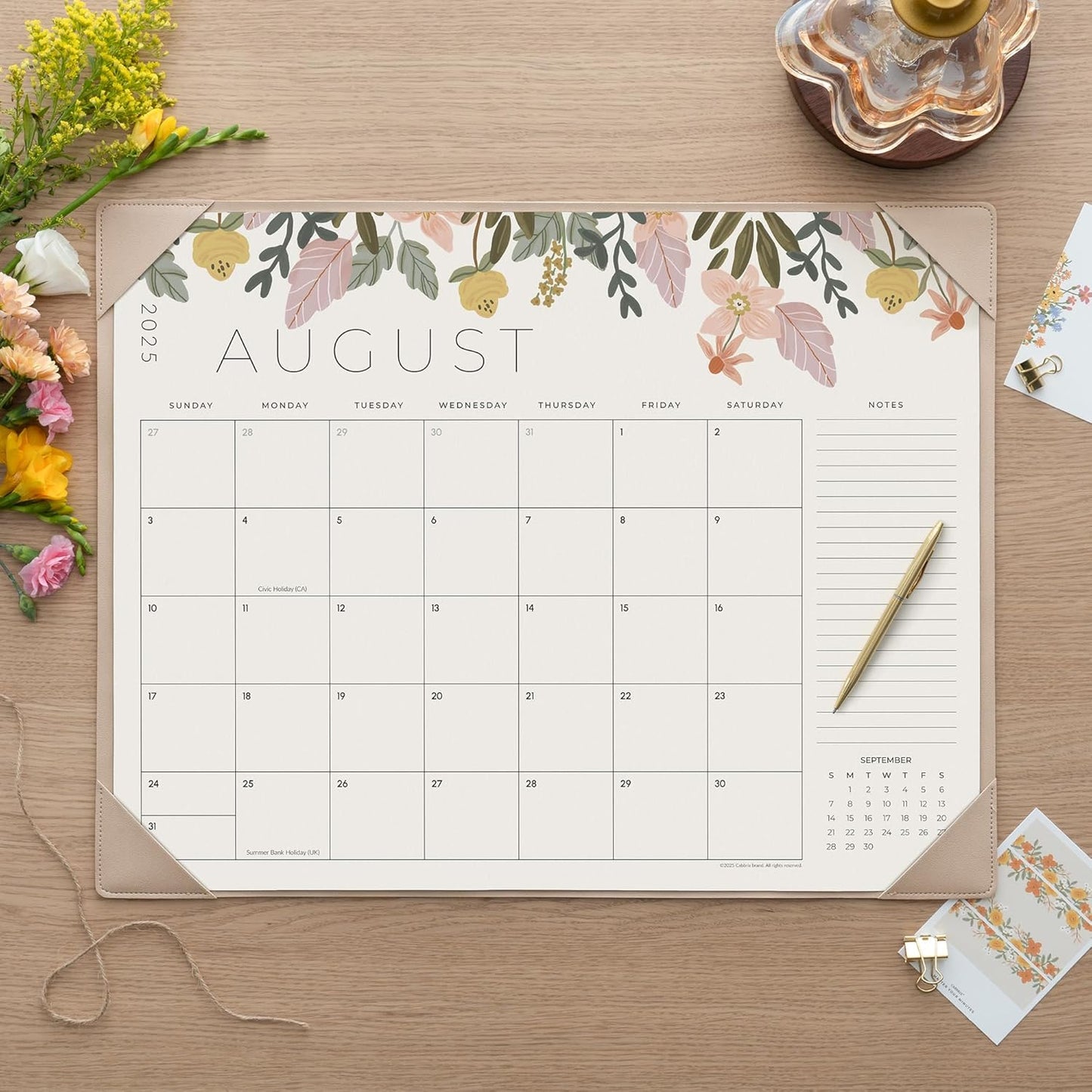 Desk Calendar 2025-2026 with Desktop Mat, Cabbrix Large Desk Pad Calendar 22 x 17 Inch Runs From July 2025 to December 2026, Floral Design Calendar 2025 for Home School and Office (Apricot)