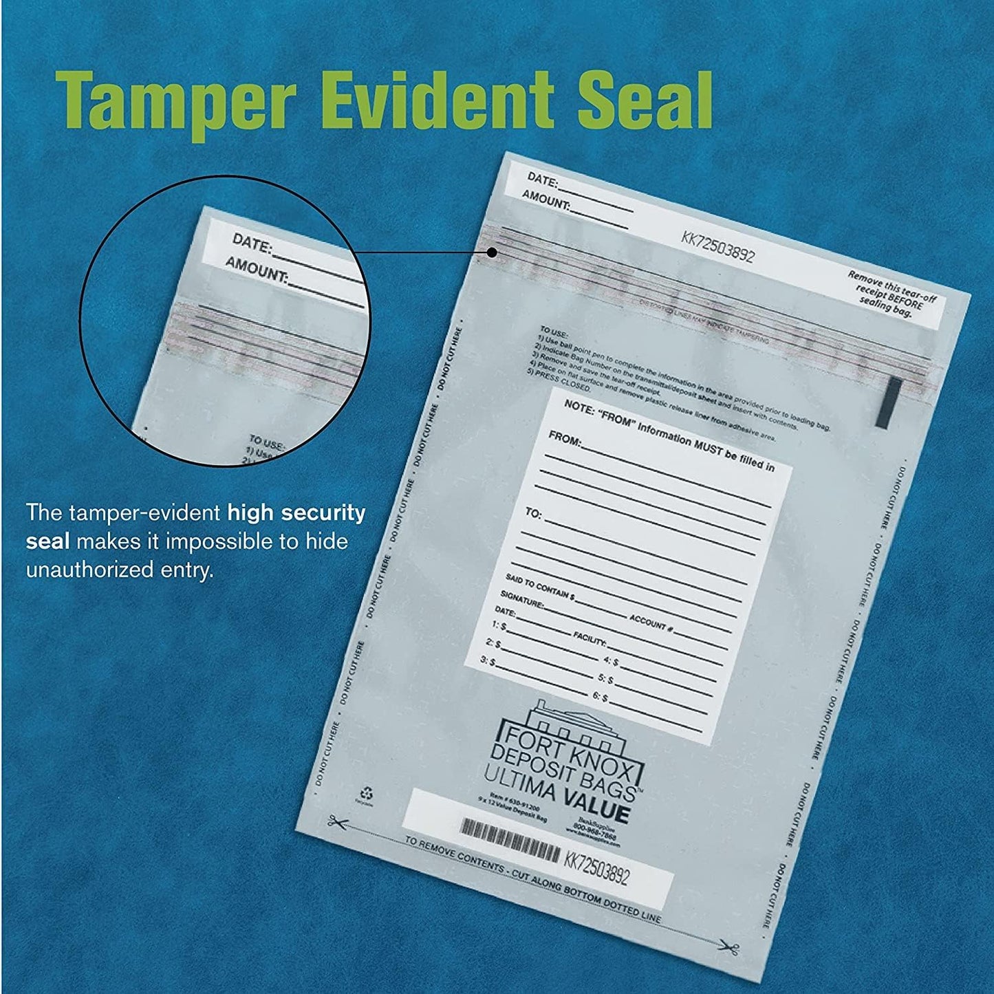 BankSupplies Ultima Value Clear Deposit Bags | 9W x 12H | Pack of 1000 | Transit, Transfer, Valuables | Tamper Evident Tape | Captive Flap Closure | Security Deposit Bag