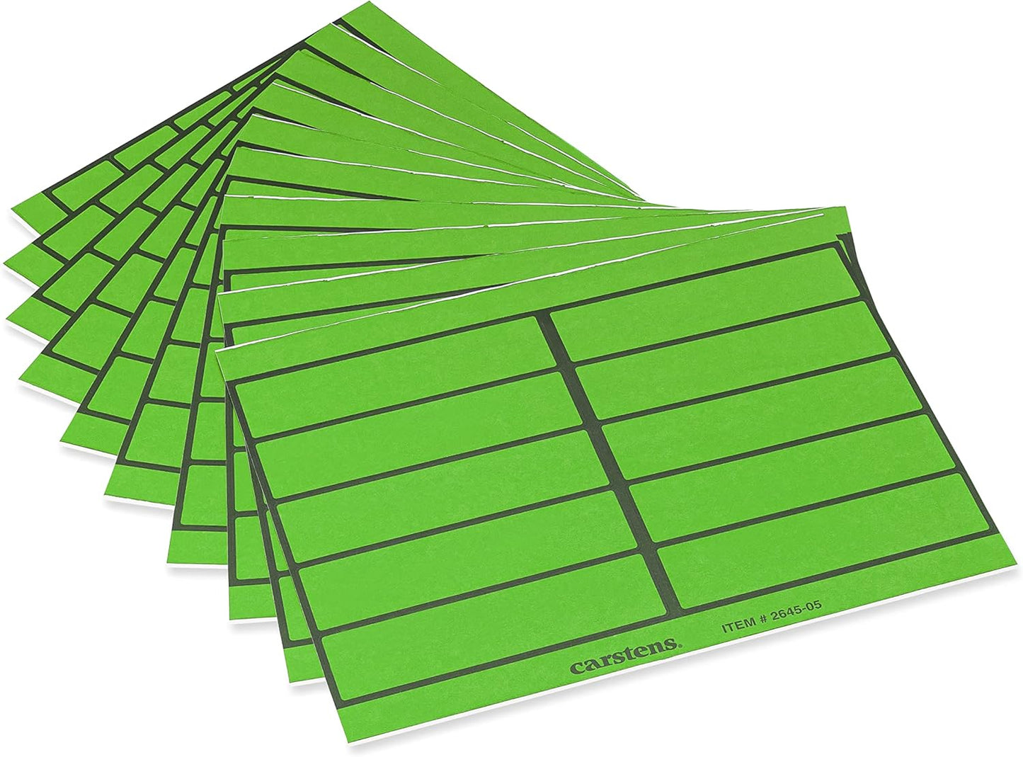 Carstens Adhesive Binder Labels, 5 3/8” x 1 3/8”, Stickers for 1.5” – 4” Ring Binder Spines, Inkjet and Laser Printer Compatible, Green, 20 Sheets, 10 Labels Per Sheet