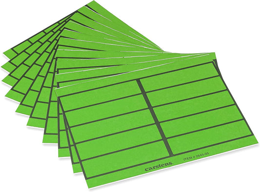 Carstens Adhesive Binder Labels, 5 3/8” x 1 3/8”, Stickers for 1.5” – 4” Ring Binder Spines, Inkjet and Laser Printer Compatible, Green, 20 Sheets, 10 Labels Per Sheet