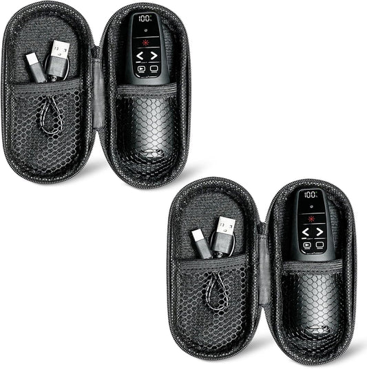 (2 Units) Rechargeable Presentation Clicker with Case, Power Digital Display Wireless Presenter Remote, Red Light Pointer Computer PowerPoint Clickers for Mac Laptop, Slideshow Google Slide Advancer