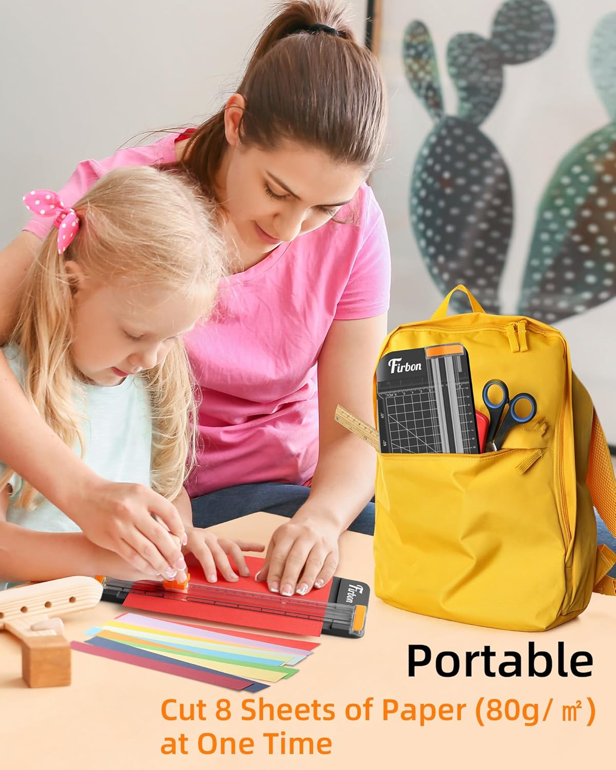 Firbon Black A5 Paper Cutter, Straight Small Paper Trimmer with Side Ruler for Scrapbooking Craft, Paper, Coupon, Label, Cardstock