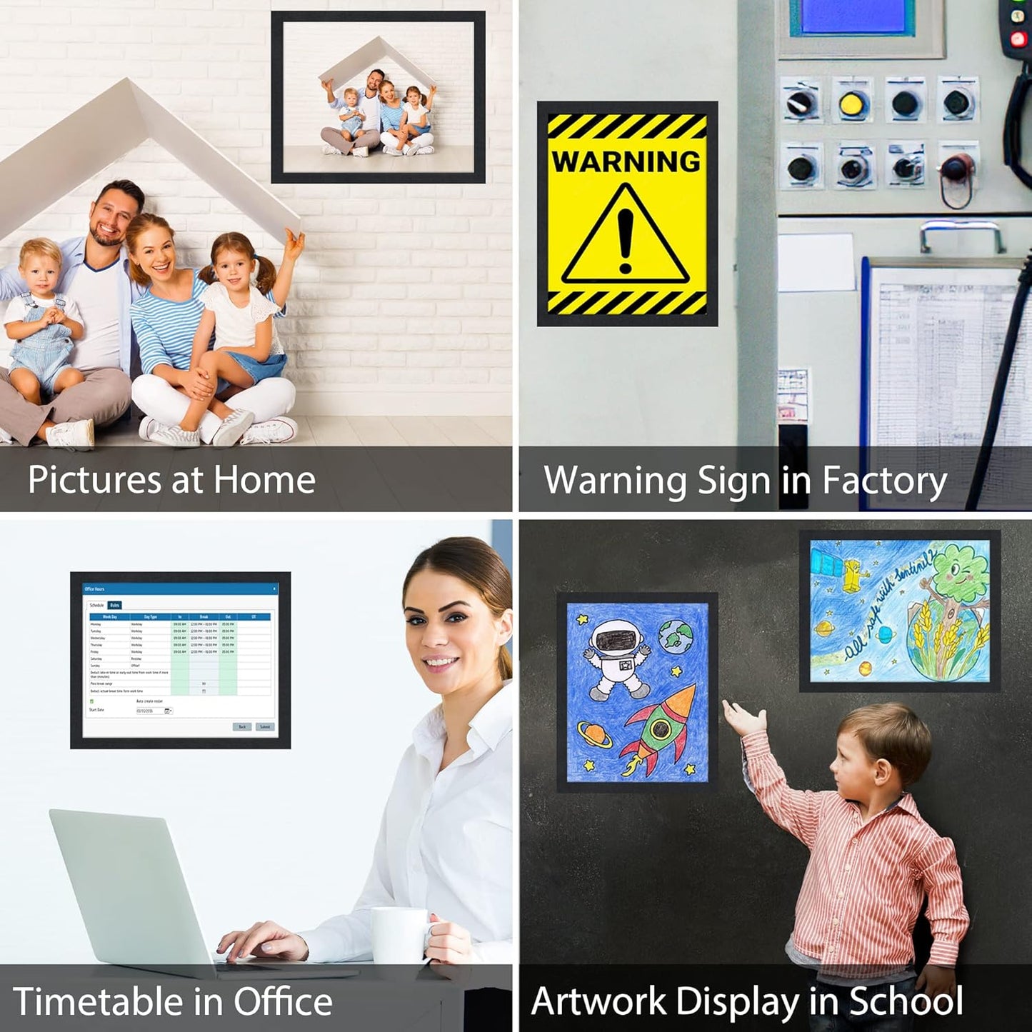 8.5"x 11" Self Adhesive Magnetic Sign Holder, Double Sided Window Magnetic Display Frame with Clear PVC and Strong Magnetic for Office,Home,Store,Door,Glass,Wall Display Frame(Black,20Pack)