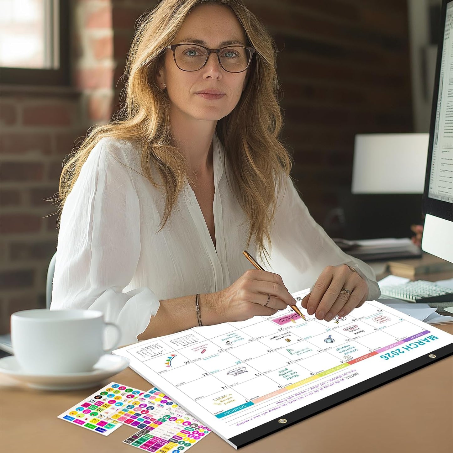 Gannyfer Calendar 2025-2026, Fridge Calendar Magnet, 18 Monthly Small Yearly Desk/Wall Calendar, July 2025 - Dec 2026, 14" x 11", with Plastic Cover Corner Protectors Hanging String, Organizers for Office, Home and School (3 Sticker)