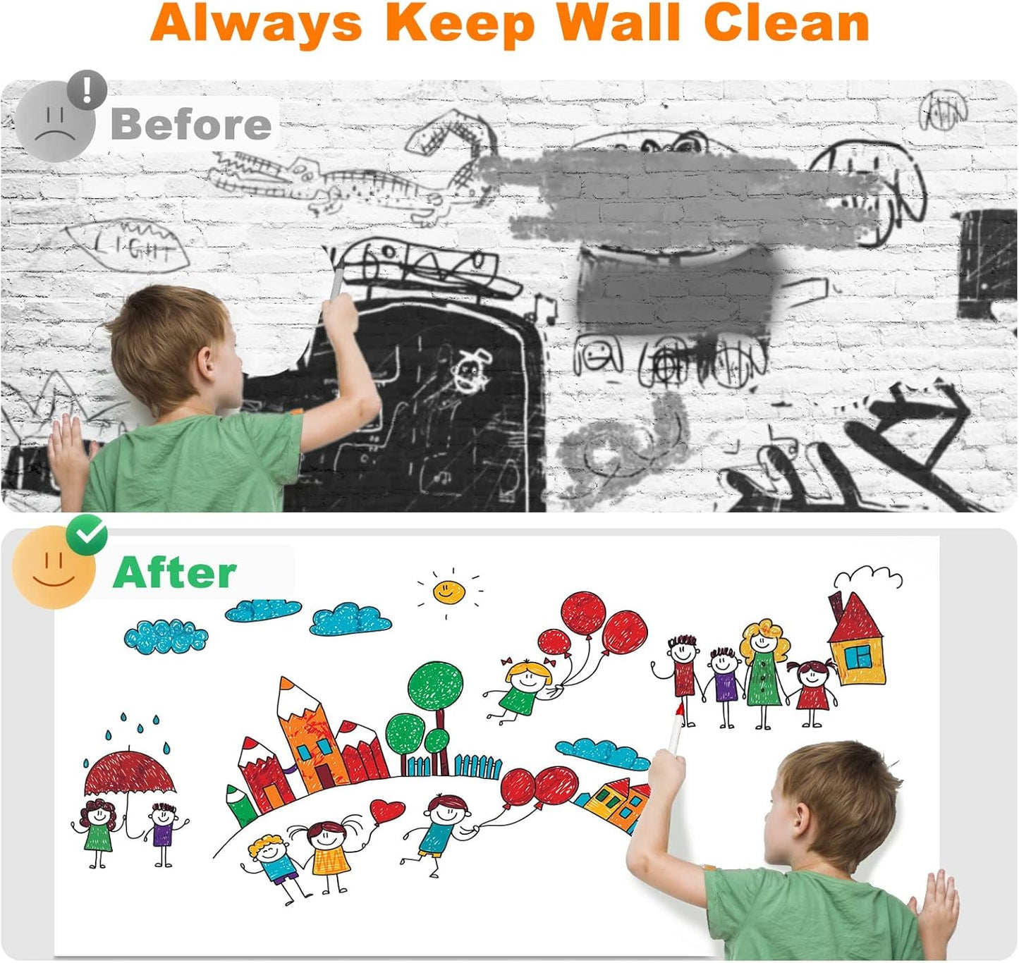 Nortix White Board Wallpaper, Whiteboard Contact Paper, 36" x 24" Super Sticky Whiteboard Sticker Wall Decal on Wall, Table, Doors, No Ghosting,1 Piece (2x3ft)