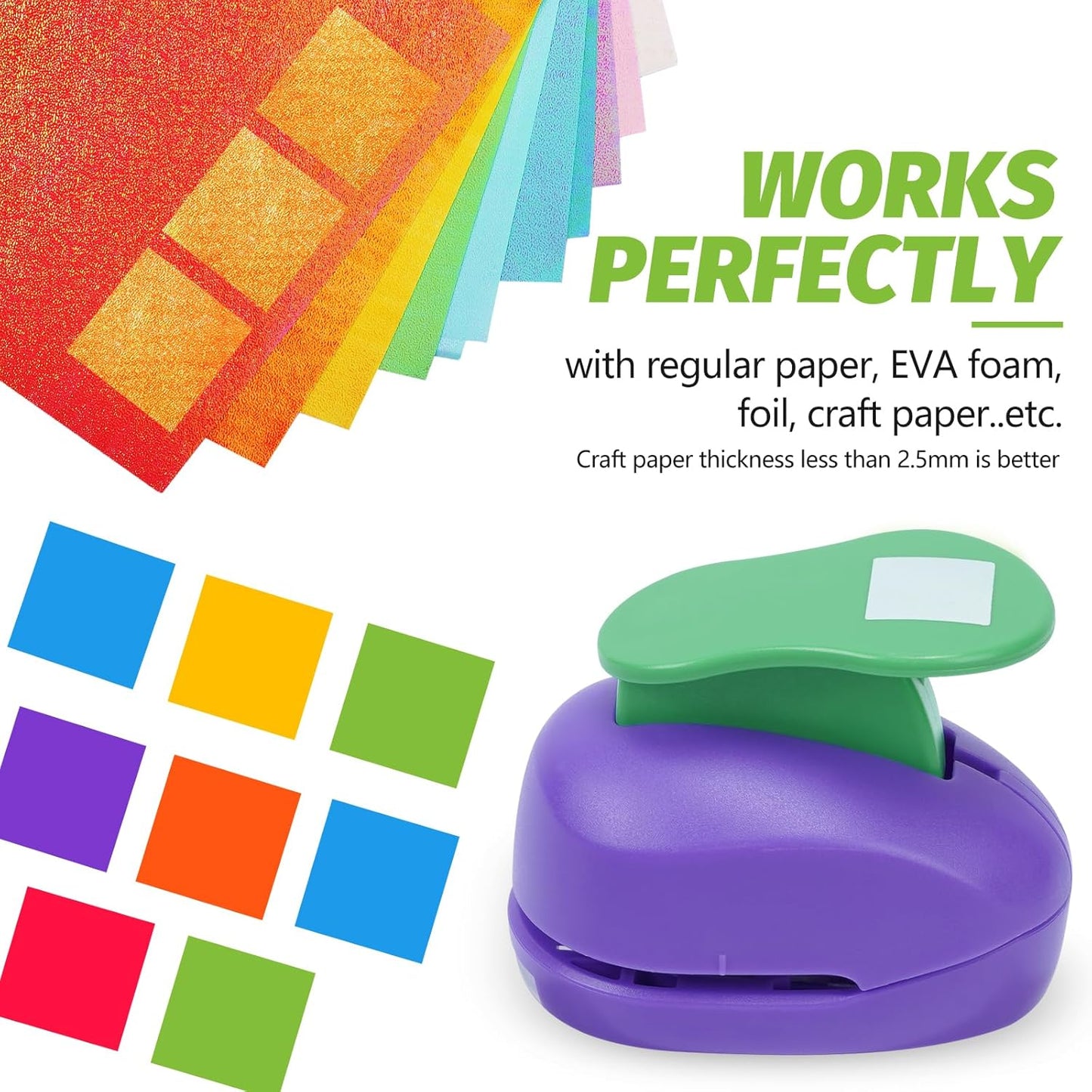 UCEC Square Hole Punch 3/4 Inch Craft Lever Punch Handmade Paper Puncher for Crafting Scrapbooking Cards, DIY Cards Making Square Shaped Punches for Paper Crafts, Candy Color Random