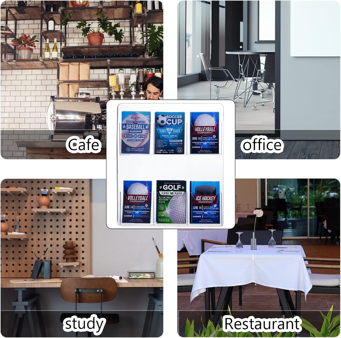 Eersida 2 Pack Acrylic Brochure Pamphlet Holder Wall Mount Clear Brochure Display Holder Plastic Trifold Flyer Rack Literature Storage Rack for Offices Waiting Room (6 Pockets, 15 x 13 Inch)